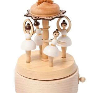 Wooden Ballet Dancer Music Box - White